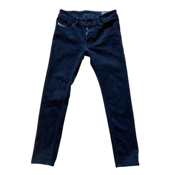 Diesel Sleenker black jeans button fly slim skinny low rise straight leg size 28 - Picture 1 of 11